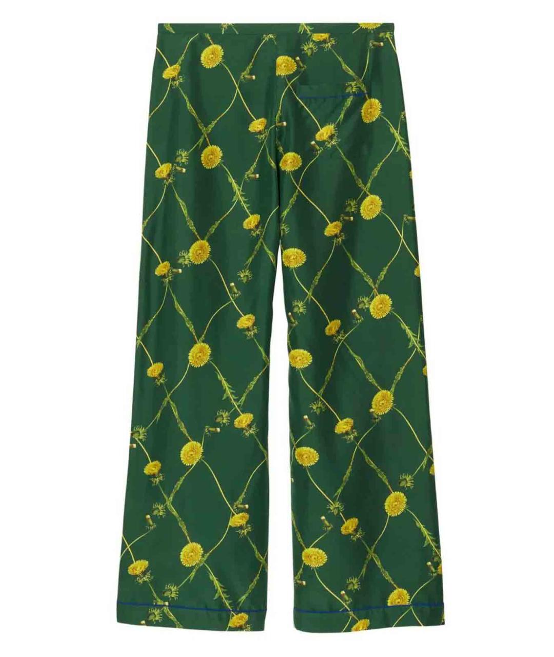 BURBERRY Зеленые шелковые брюки широкие, фото 3