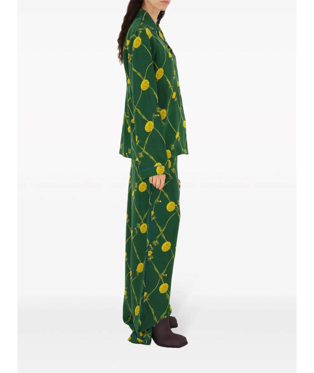 BURBERRY Зеленые шелковые брюки широкие, фото 4