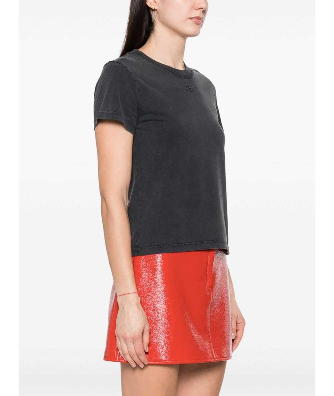 COURREGES Серая хлопковая футболка, фото 5