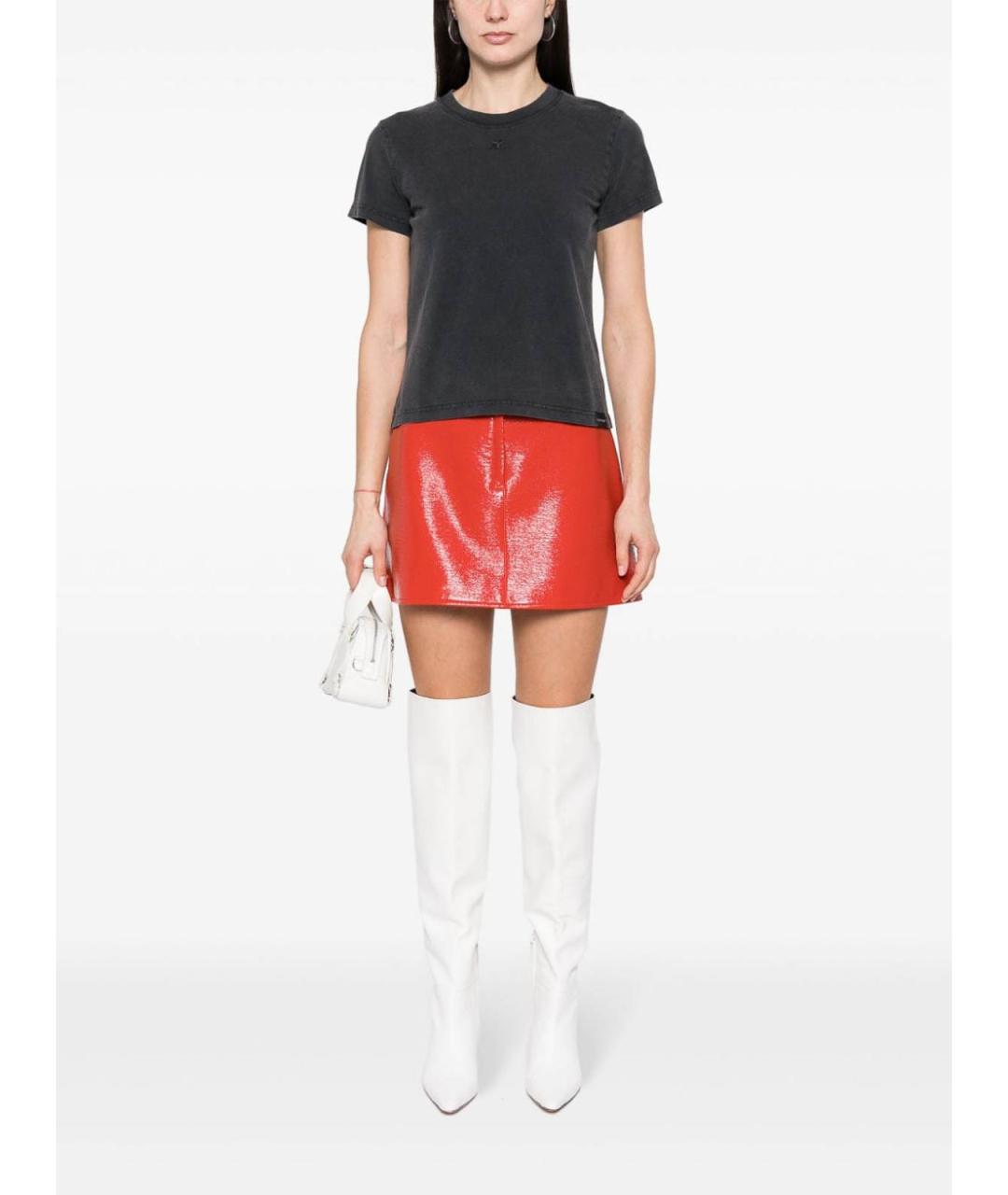 COURREGES Серая хлопковая футболка, фото 3