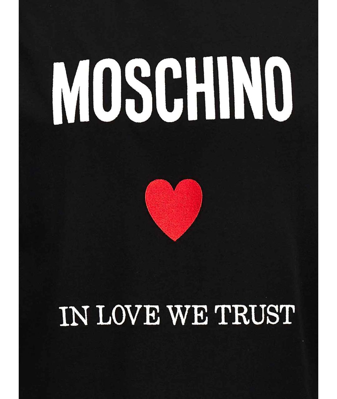 MOSCHINO Черная хлопковая футболка, фото 4