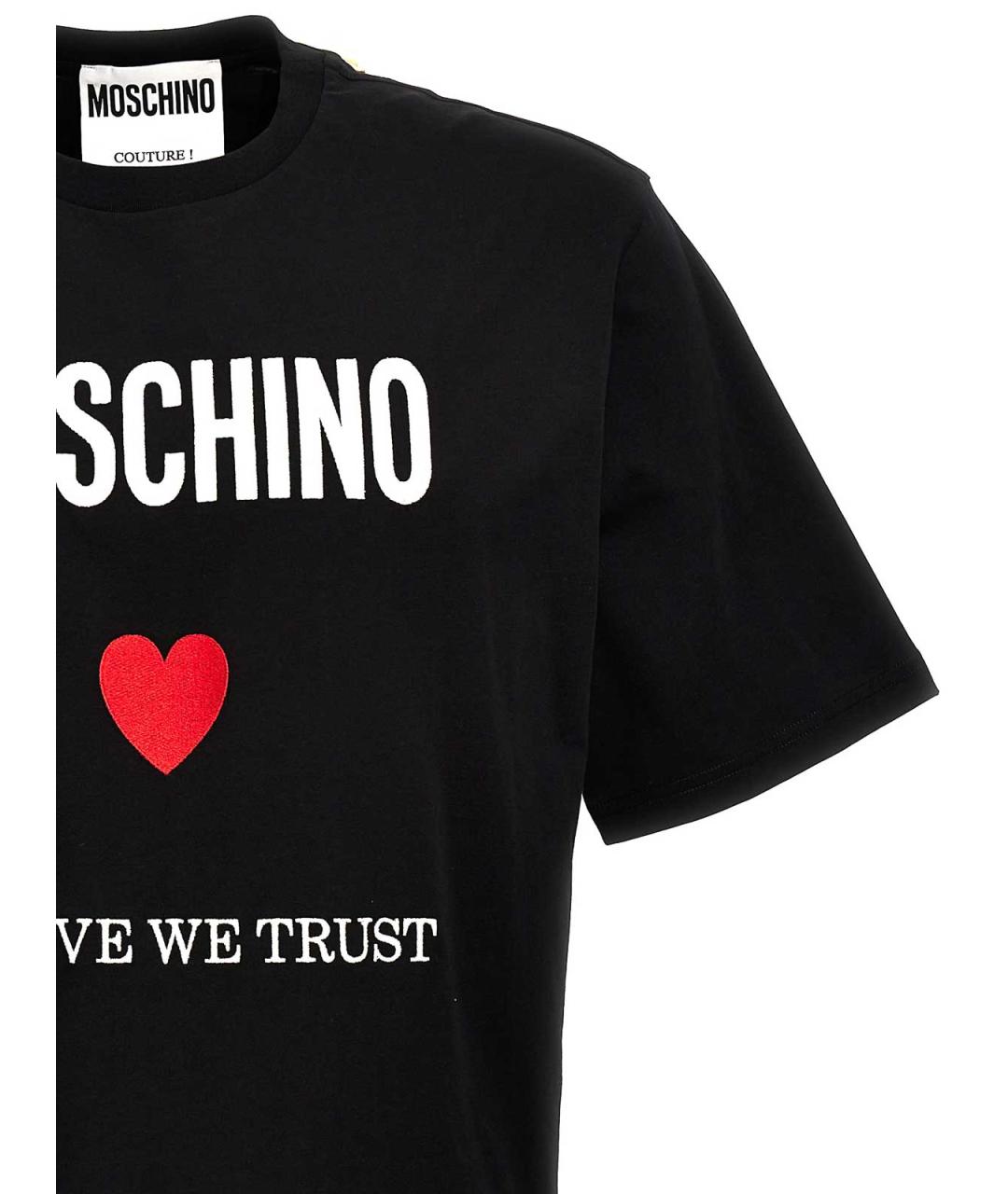 MOSCHINO Черная хлопковая футболка, фото 3