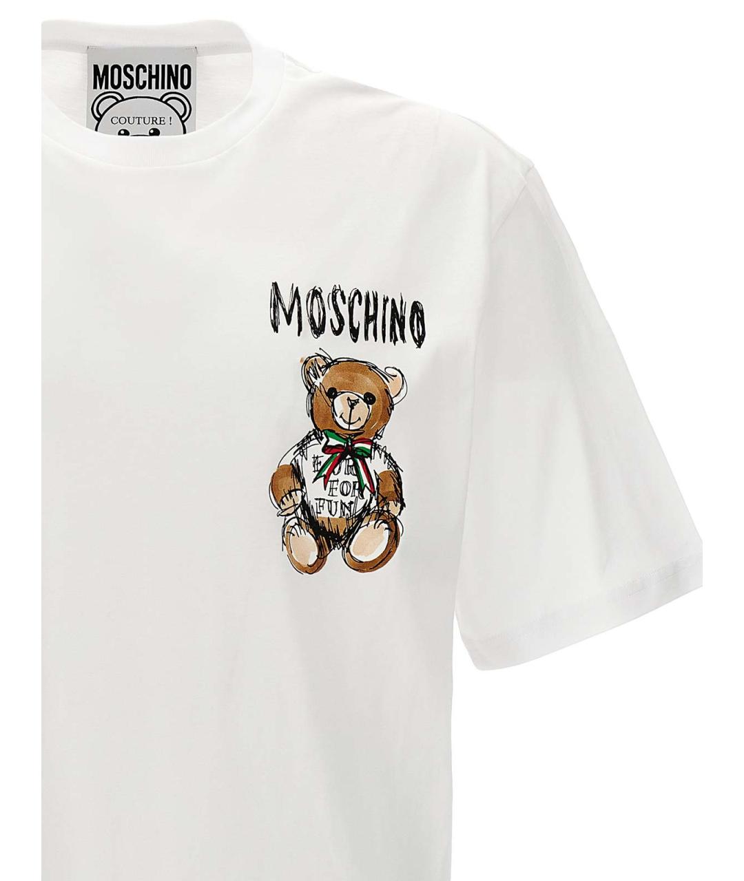 MOSCHINO Белая хлопковая футболка, фото 3