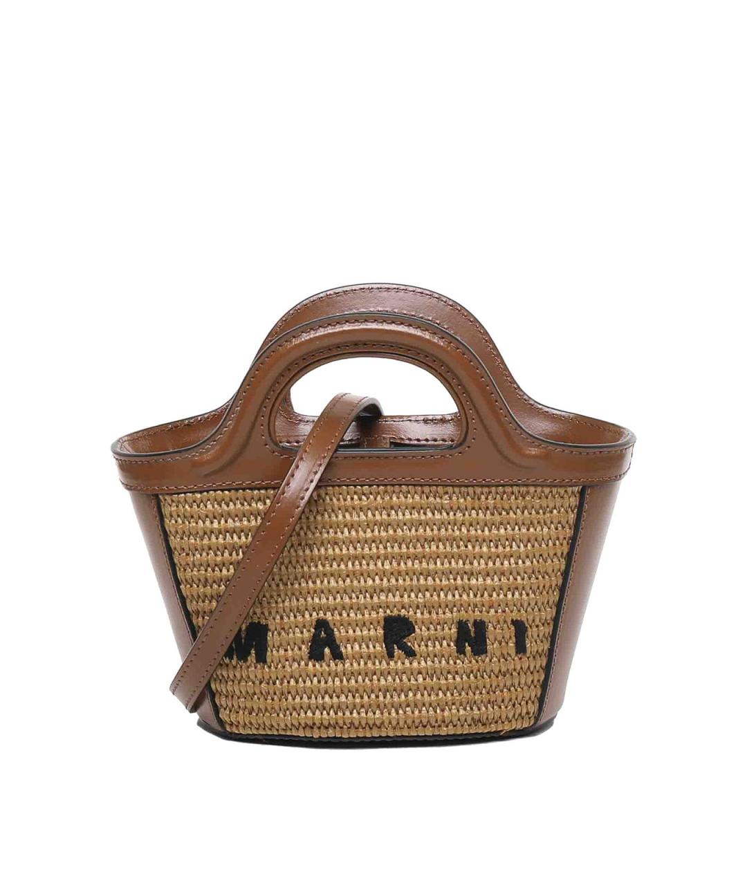 MARNI Коричневая кожаная сумка через плечо, фото 1