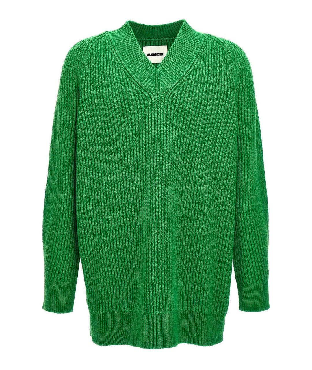 JIL SANDER Зеленый хлопковый джемпер / свитер, фото 1