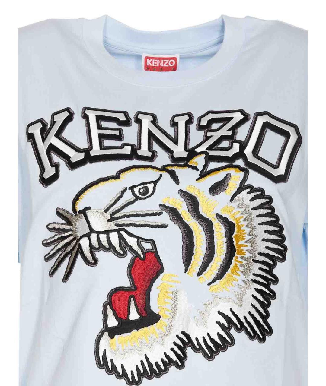 KENZO Синяя хлопковая футболка, фото 4