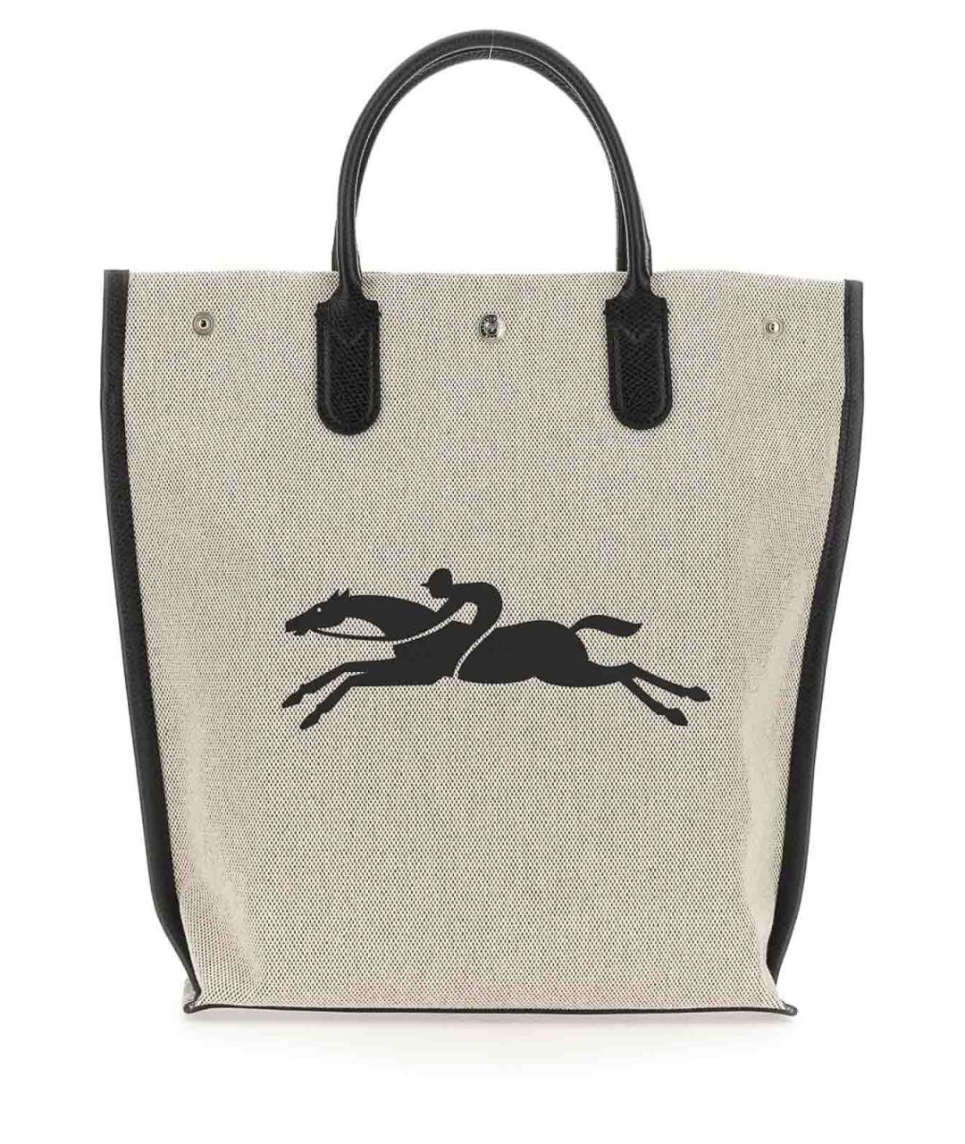LONGCHAMP Серая хлопковая сумка тоут, фото 3