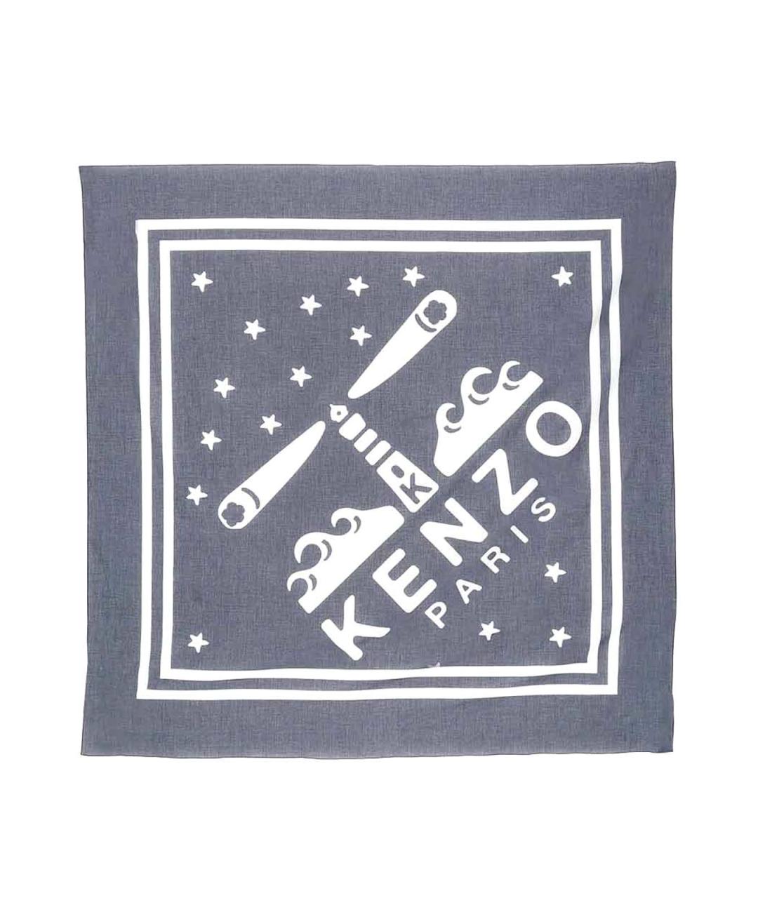 KENZO Синий хлопковый шарф, фото 1