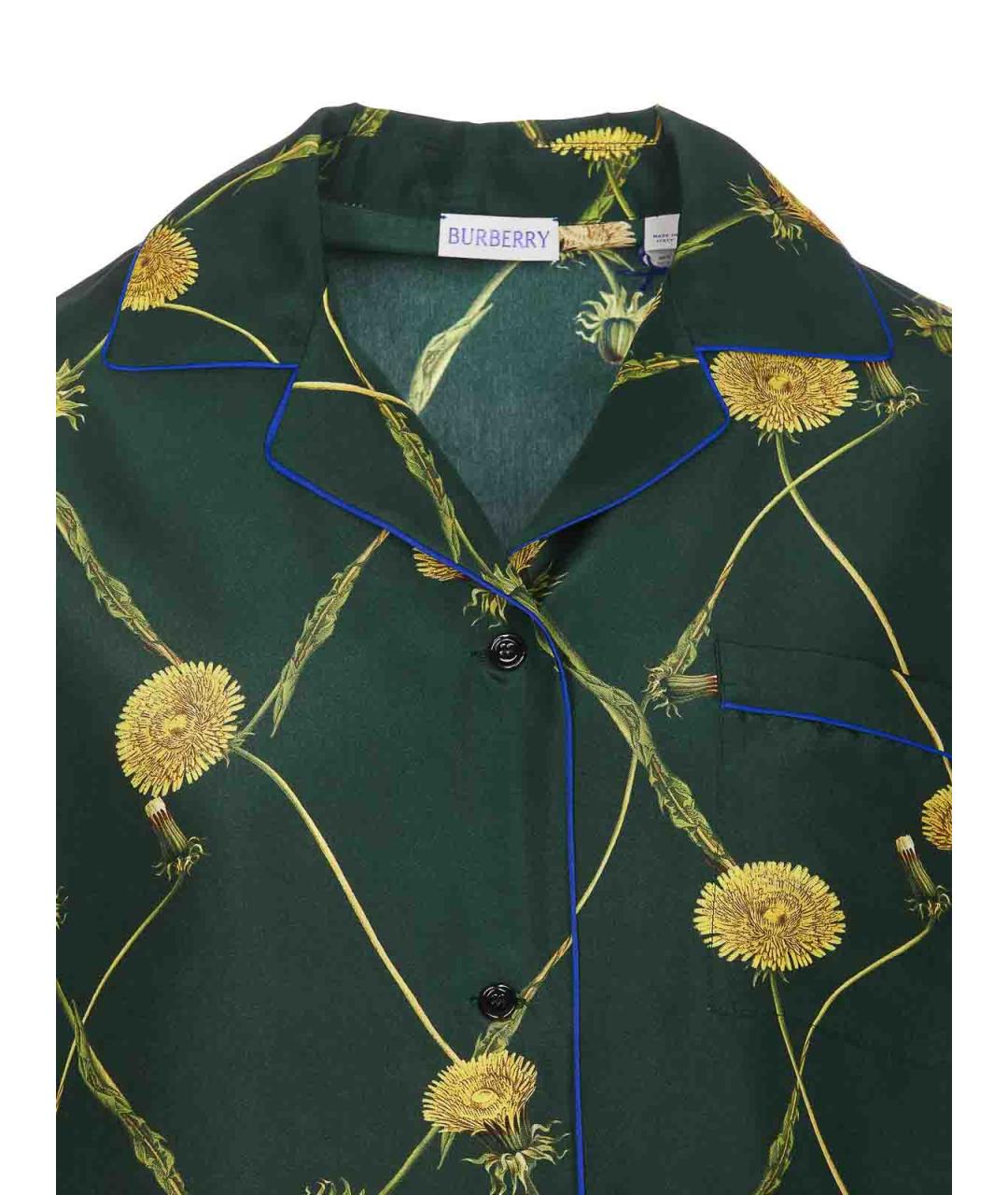 BURBERRY Зеленая шелковая рубашка, фото 4