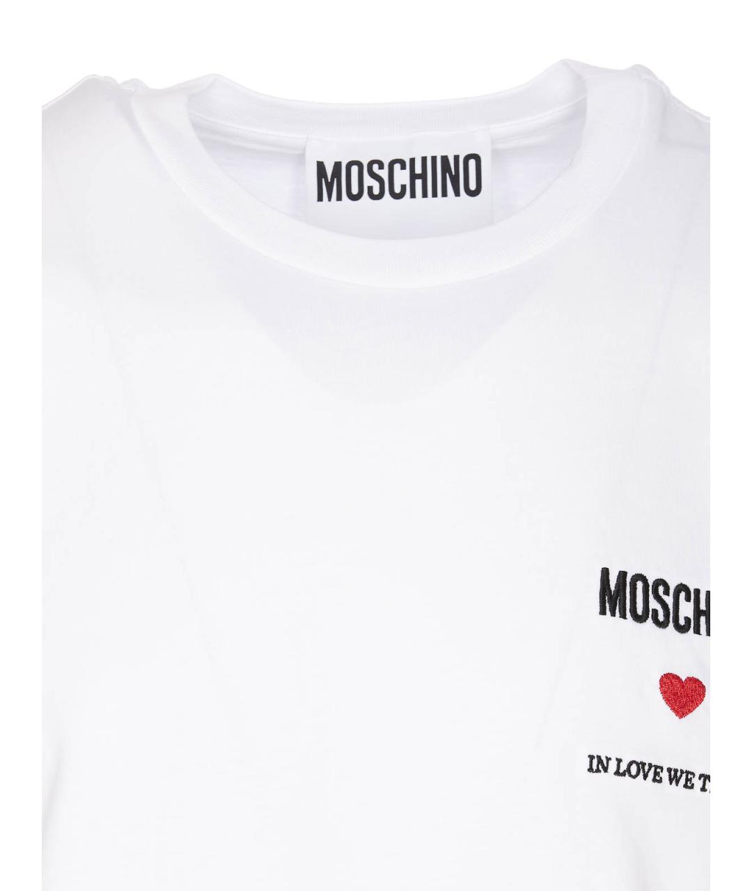 MOSCHINO Белая хлопковая футболка, фото 4
