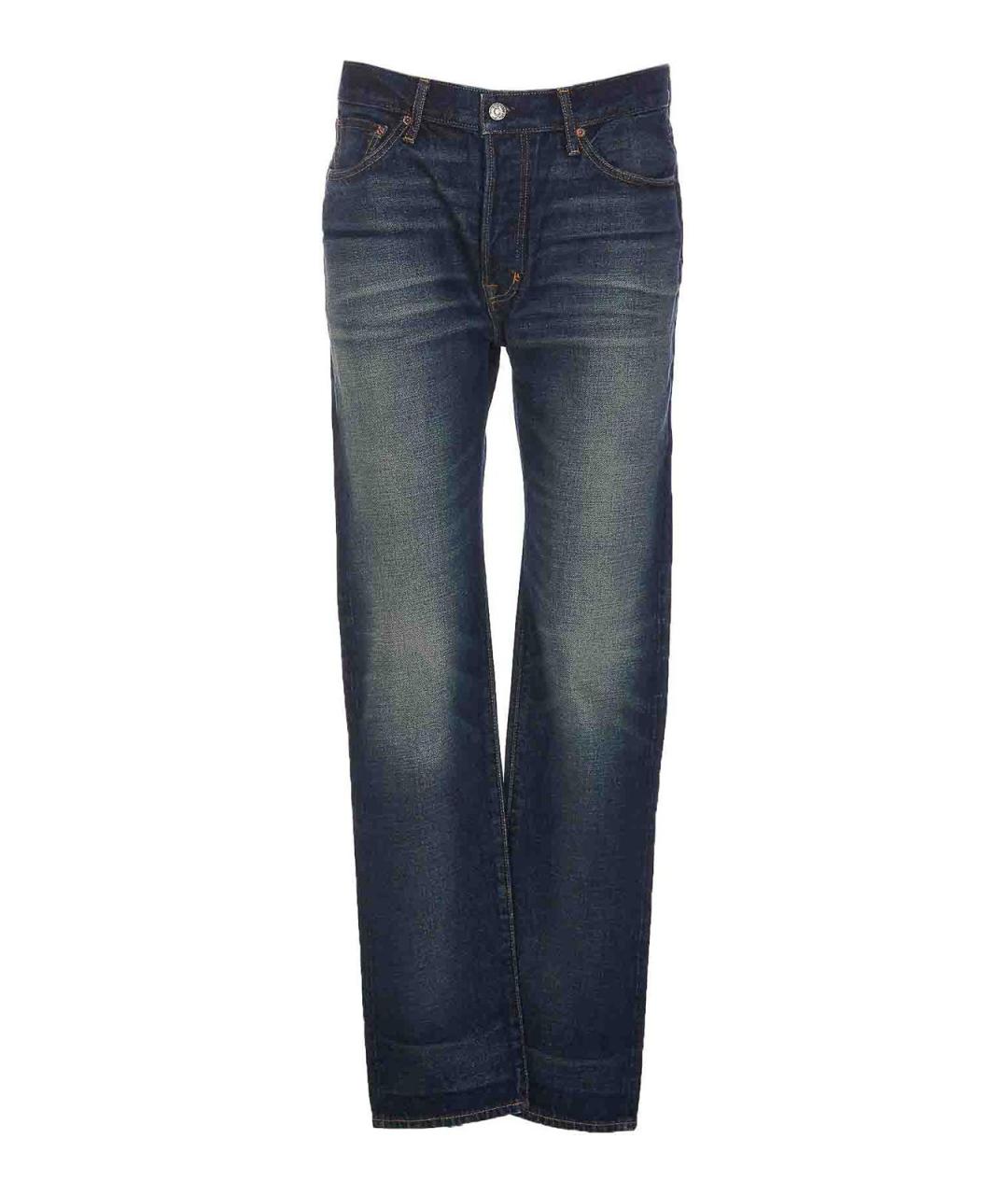 TOM FORD Синие хлопко-полиэстеровые прямые джинсы, фото 1