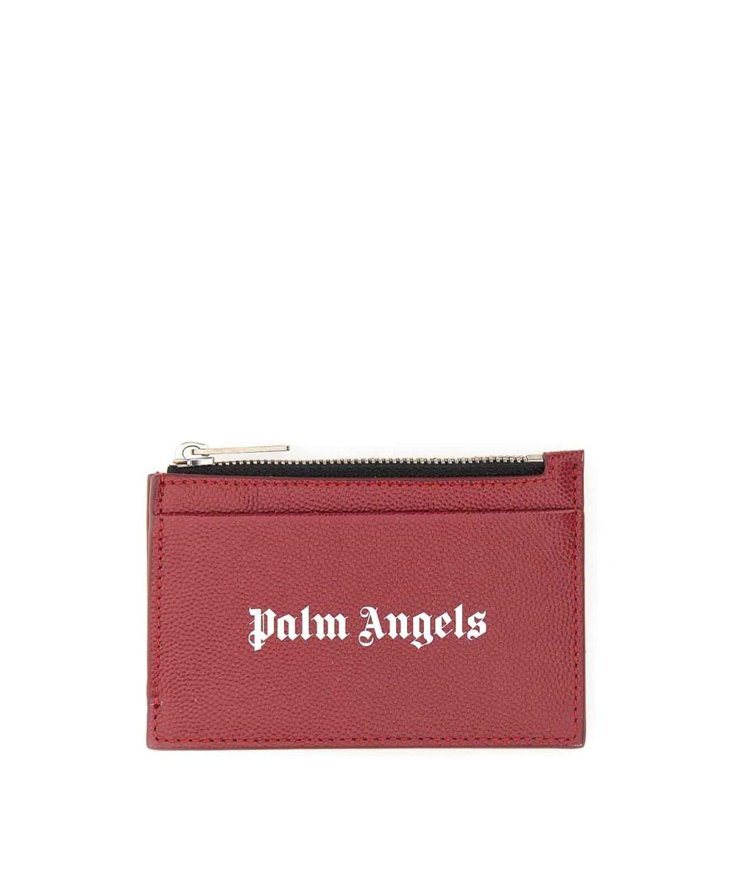 PALM ANGELS Бордовый кожаный кардхолдер, фото 1