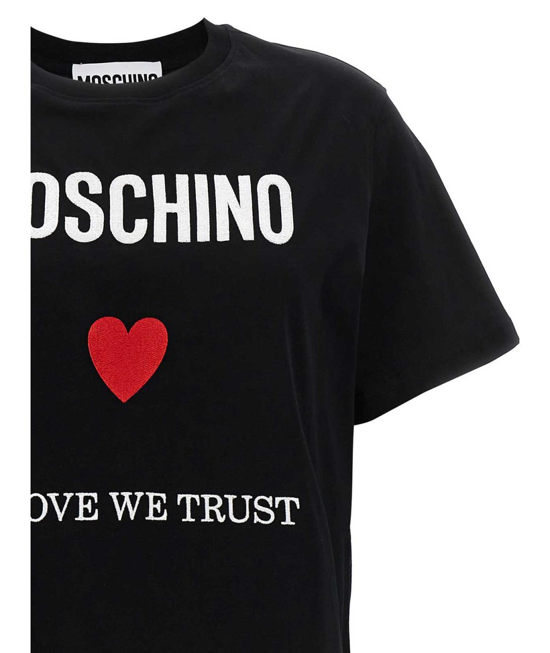 MOSCHINO Черная хлопковая футболка, фото 3
