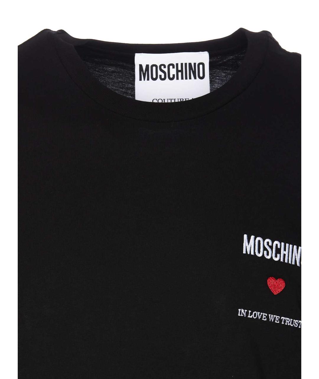 MOSCHINO Черная хлопковая футболка, фото 4