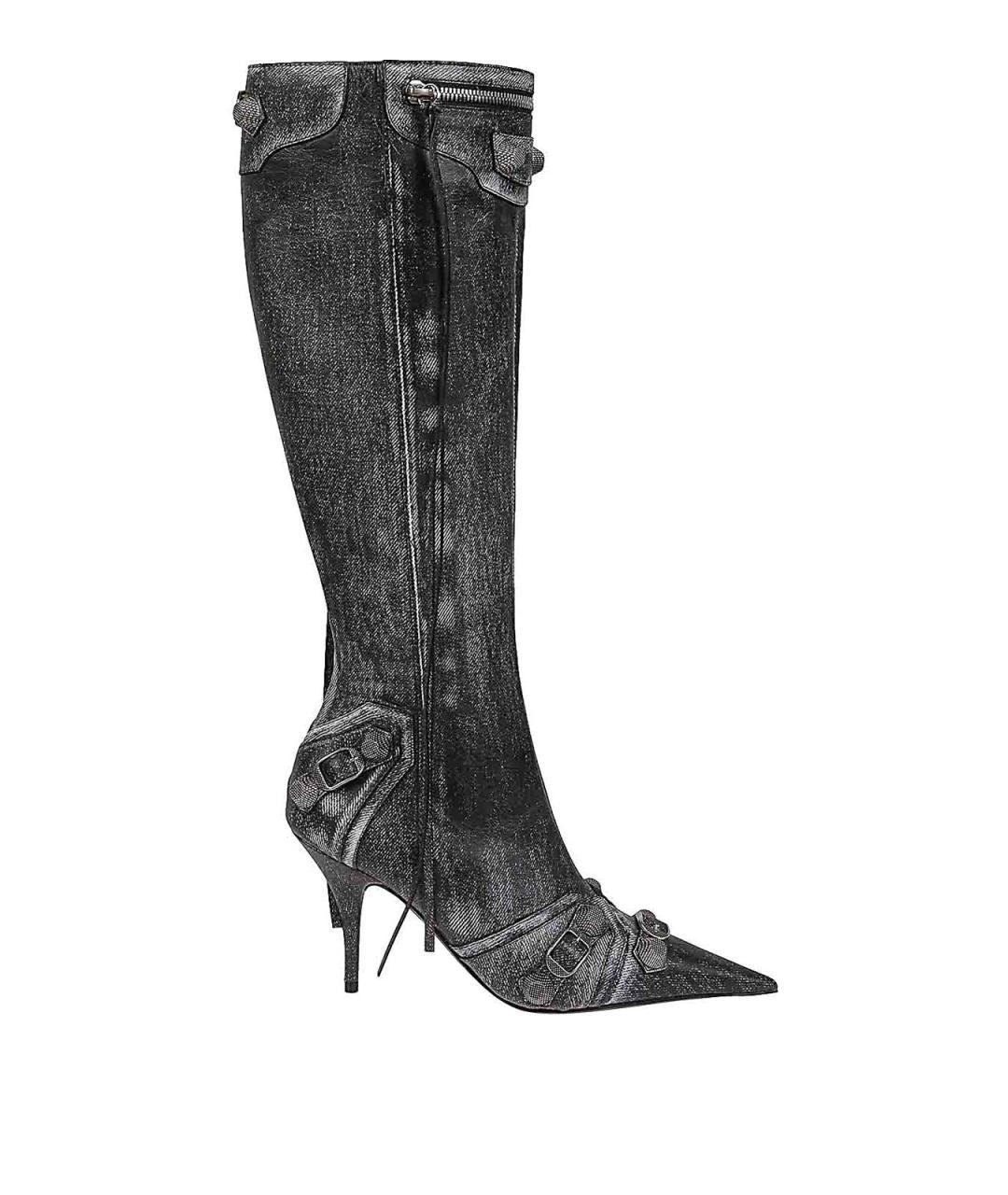 BALENCIAGA Антрацитовые текстильные сапоги, фото 1