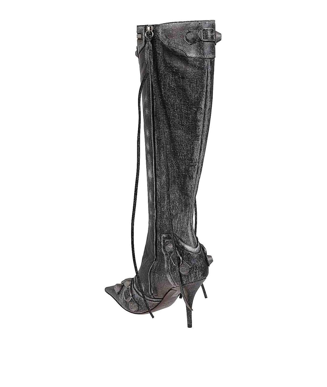 BALENCIAGA Антрацитовые текстильные сапоги, фото 3
