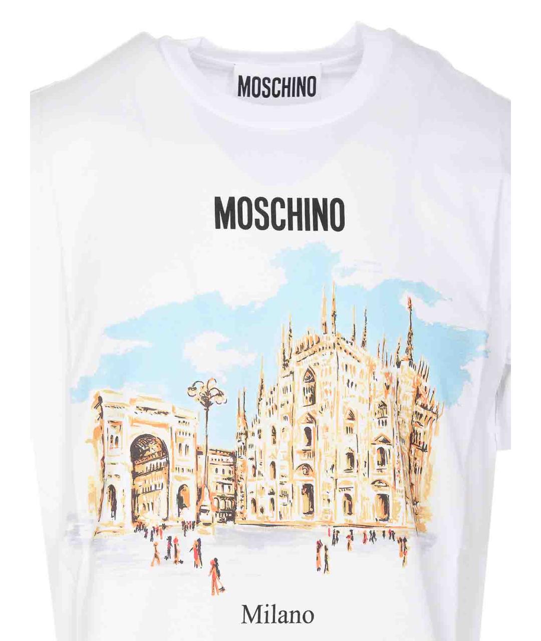 MOSCHINO Белая хлопковая футболка, фото 4