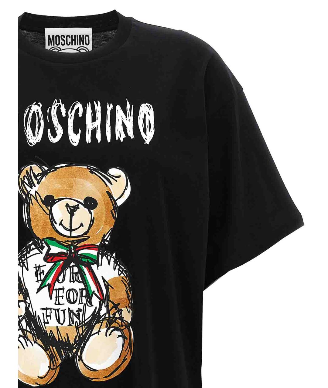 MOSCHINO Черная хлопковая футболка, фото 3