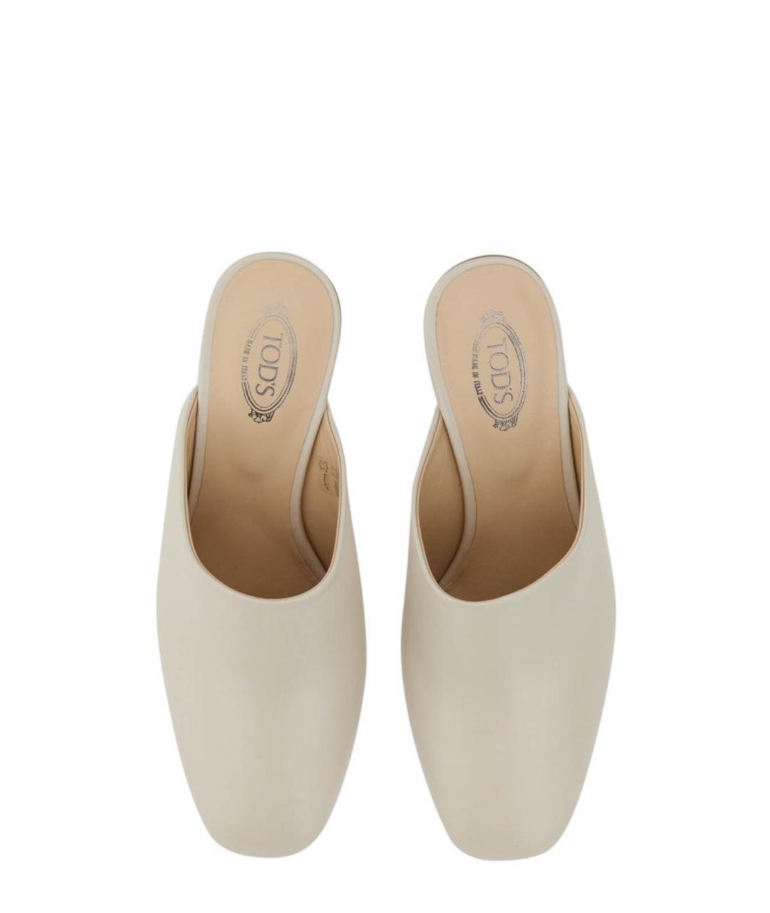 TOD'S Белые кожаные мюли, фото 5