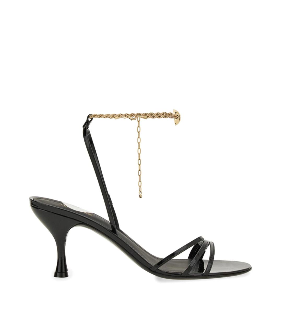 FERRAGAMO Черные кожаные сандалии, фото 1