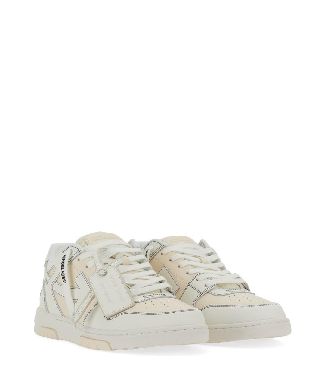 OFF-WHITE Белые кожаные низкие кроссовки / кеды, фото 2