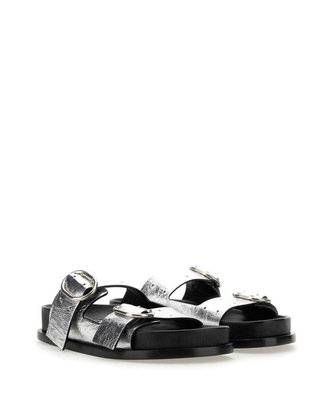 JIL SANDER Серебряные кожаные сандалии, фото 3