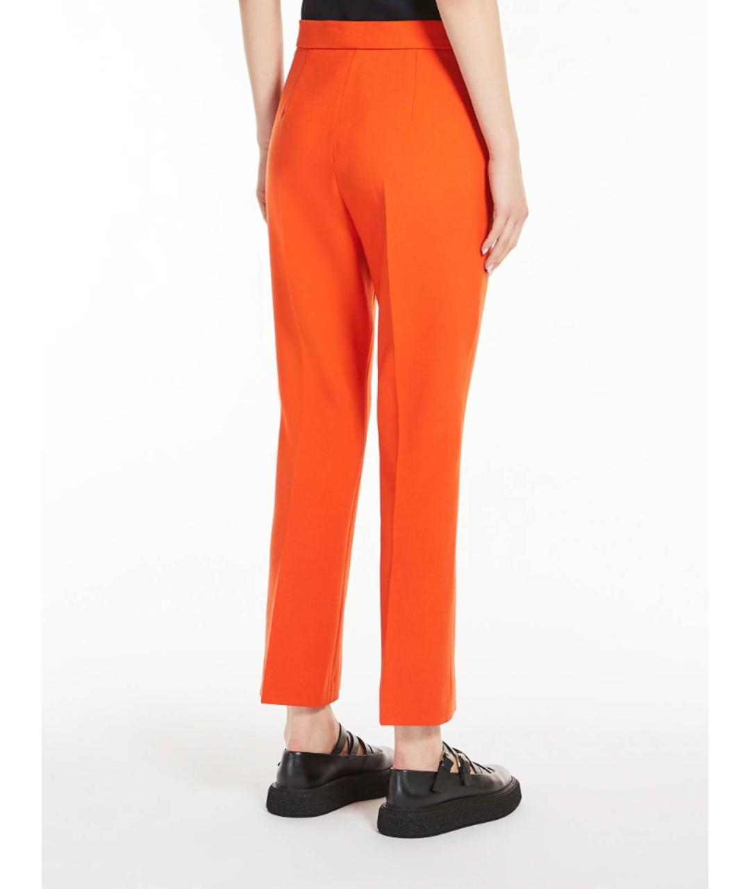MAX MARA Оранжевые шерстяные брюки узкие, фото 4