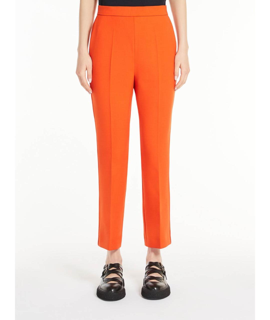 MAX MARA Оранжевые шерстяные брюки узкие, фото 3