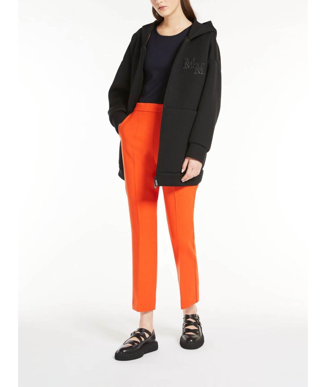 MAX MARA Оранжевые шерстяные брюки узкие, фото 2