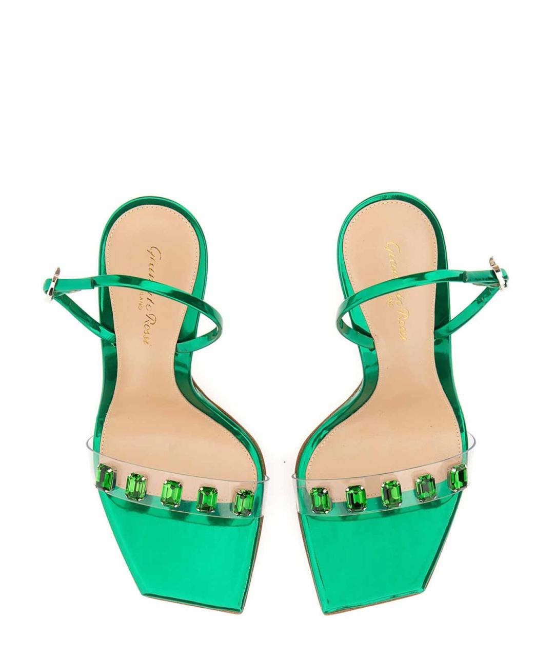 GIANVITO ROSSI Зеленые кожаные босоножки, фото 4