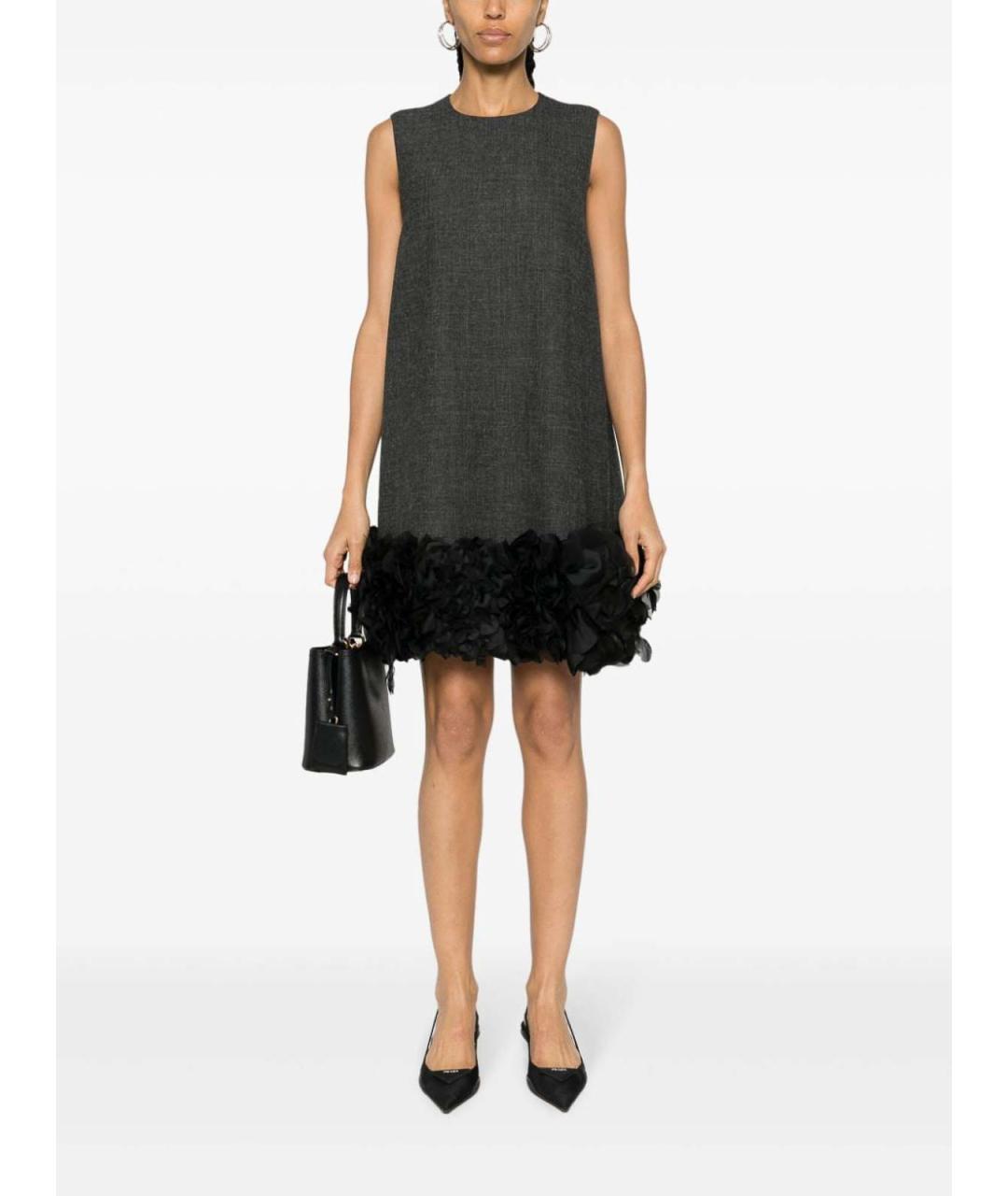 PRADA Серое шерстяное коктейльное платье, фото 2
