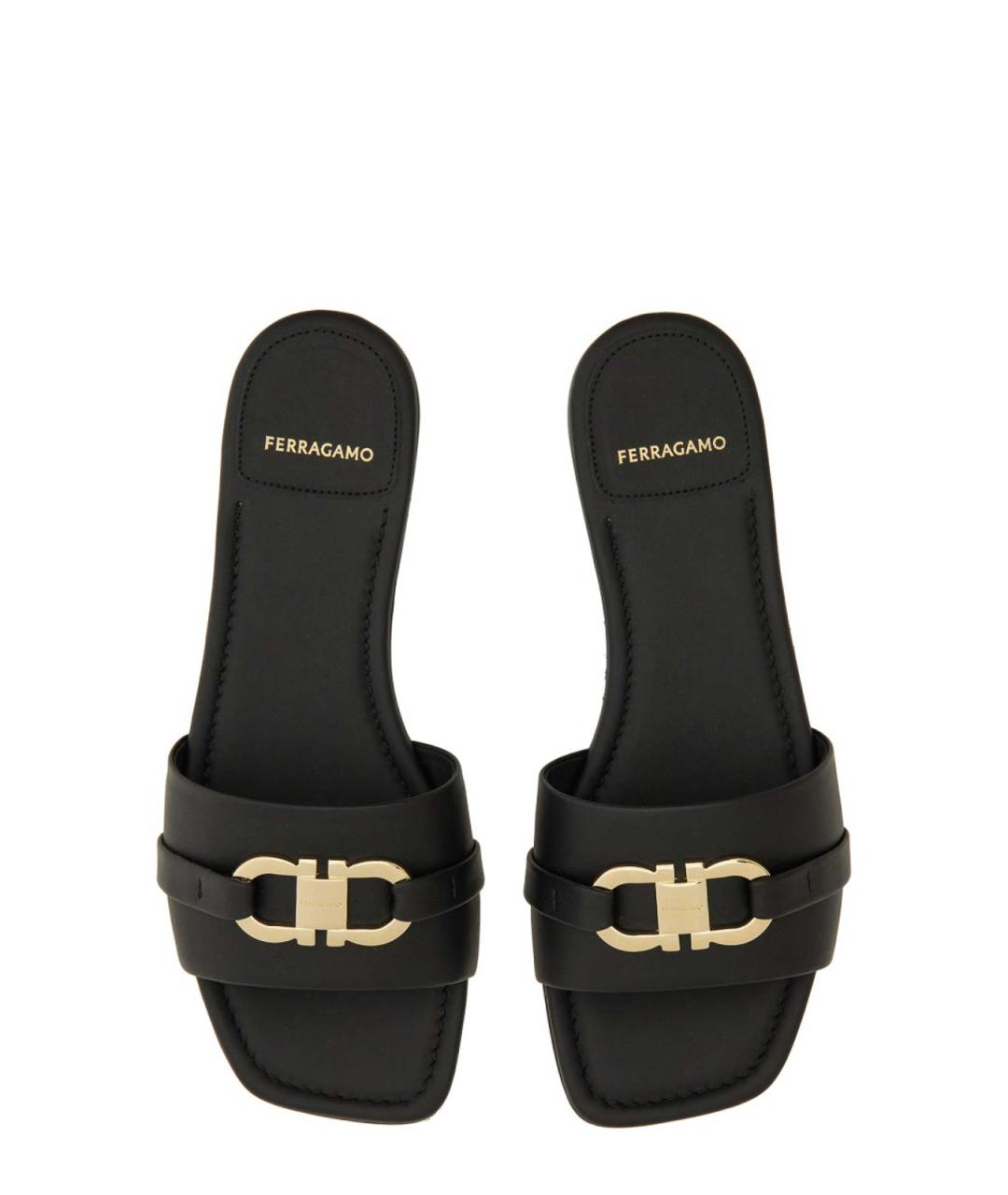 FERRAGAMO Черные кожаные сандалии, фото 2