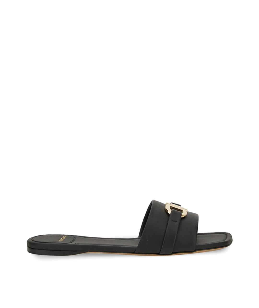 FERRAGAMO Черные кожаные сандалии, фото 1