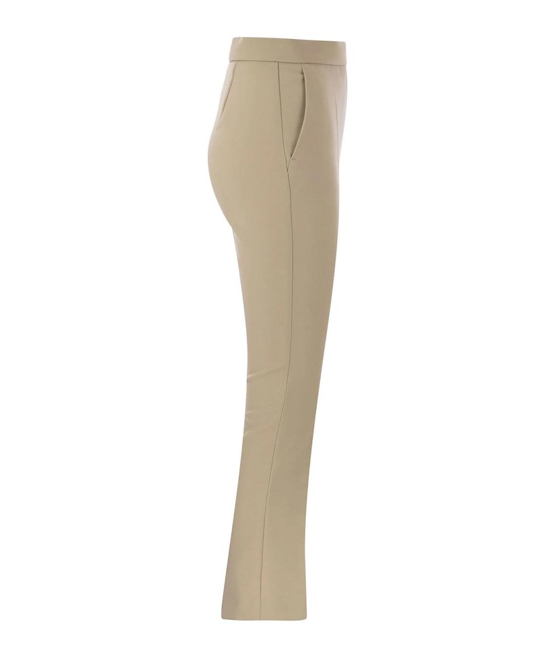 MAX MARA Бежевые шерстяные брюки широкие, фото 3