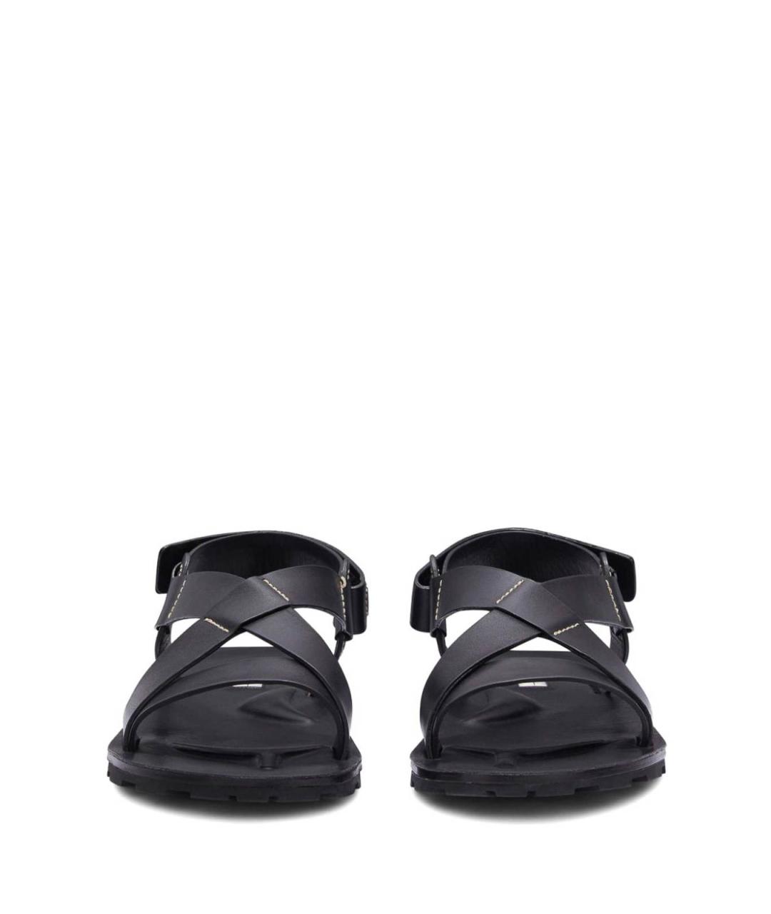 JIL SANDER Черные кожаные сандалии, фото 4