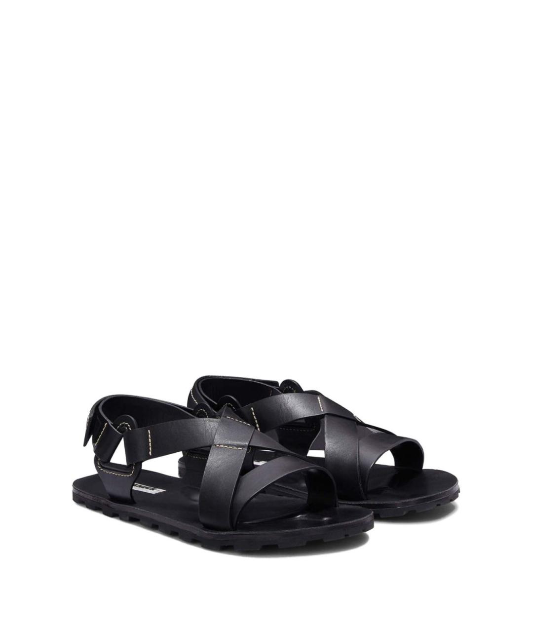 JIL SANDER Черные кожаные сандалии, фото 6