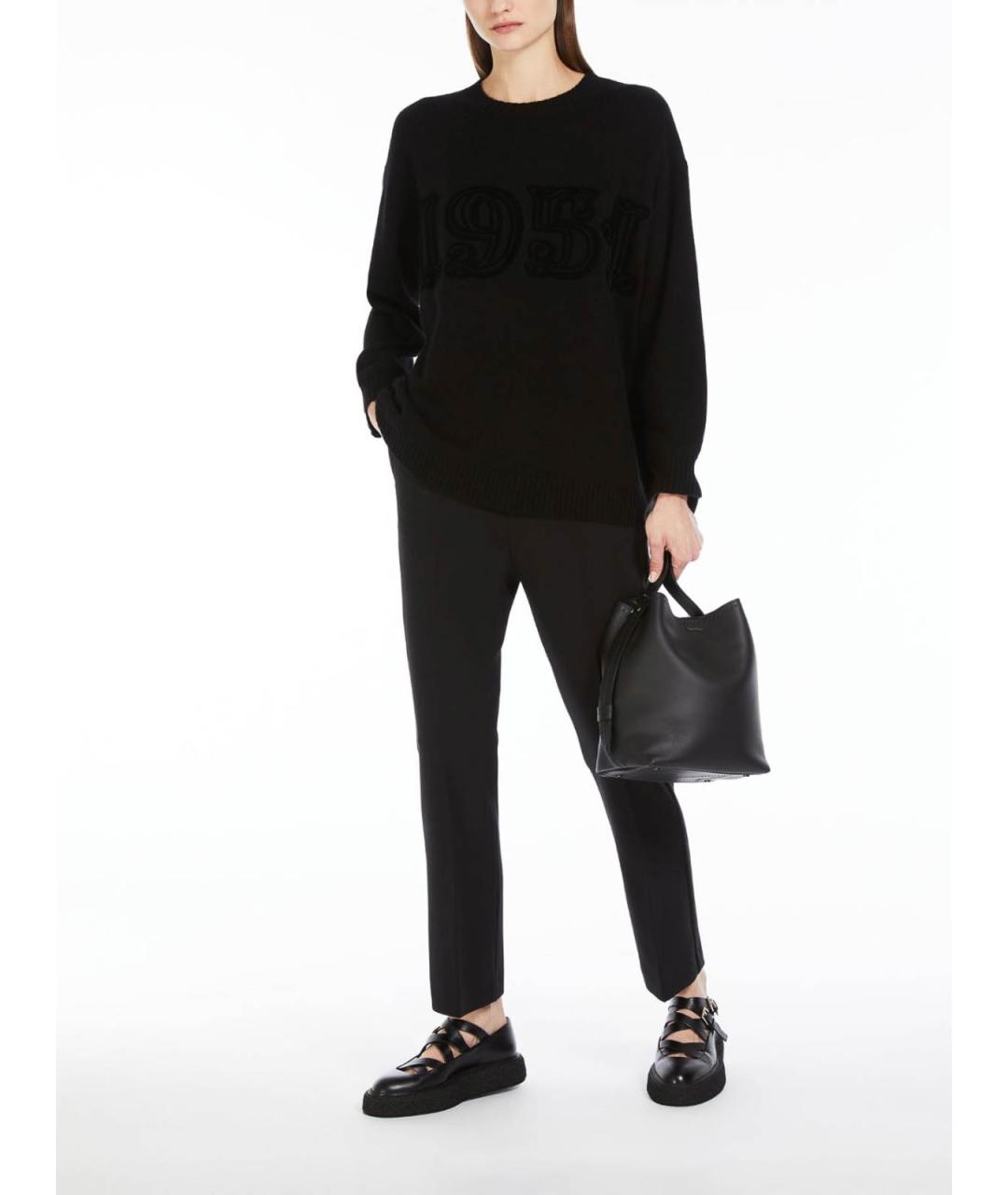 MAX MARA Черные шерстяные прямые брюки, фото 2