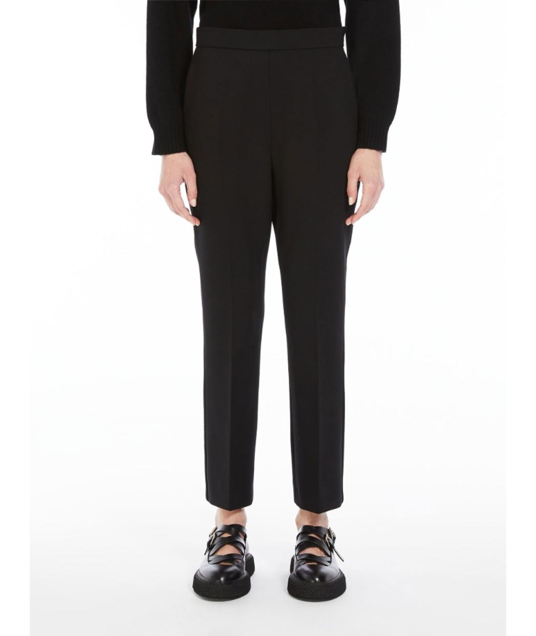 MAX MARA Черные шерстяные прямые брюки, фото 4