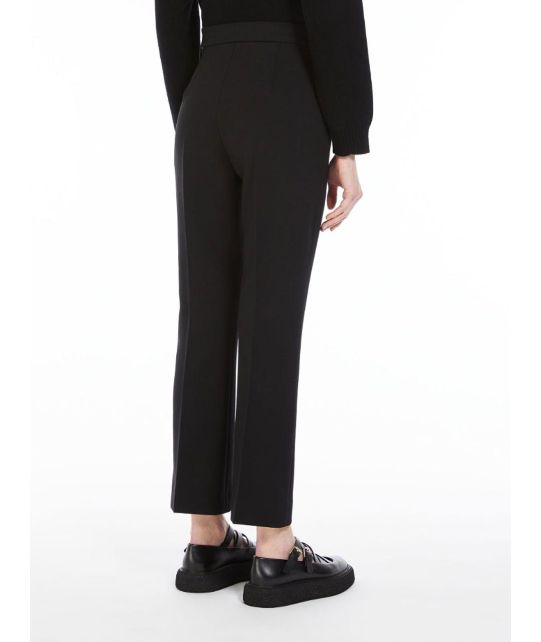 MAX MARA Черные шерстяные прямые брюки, фото 3