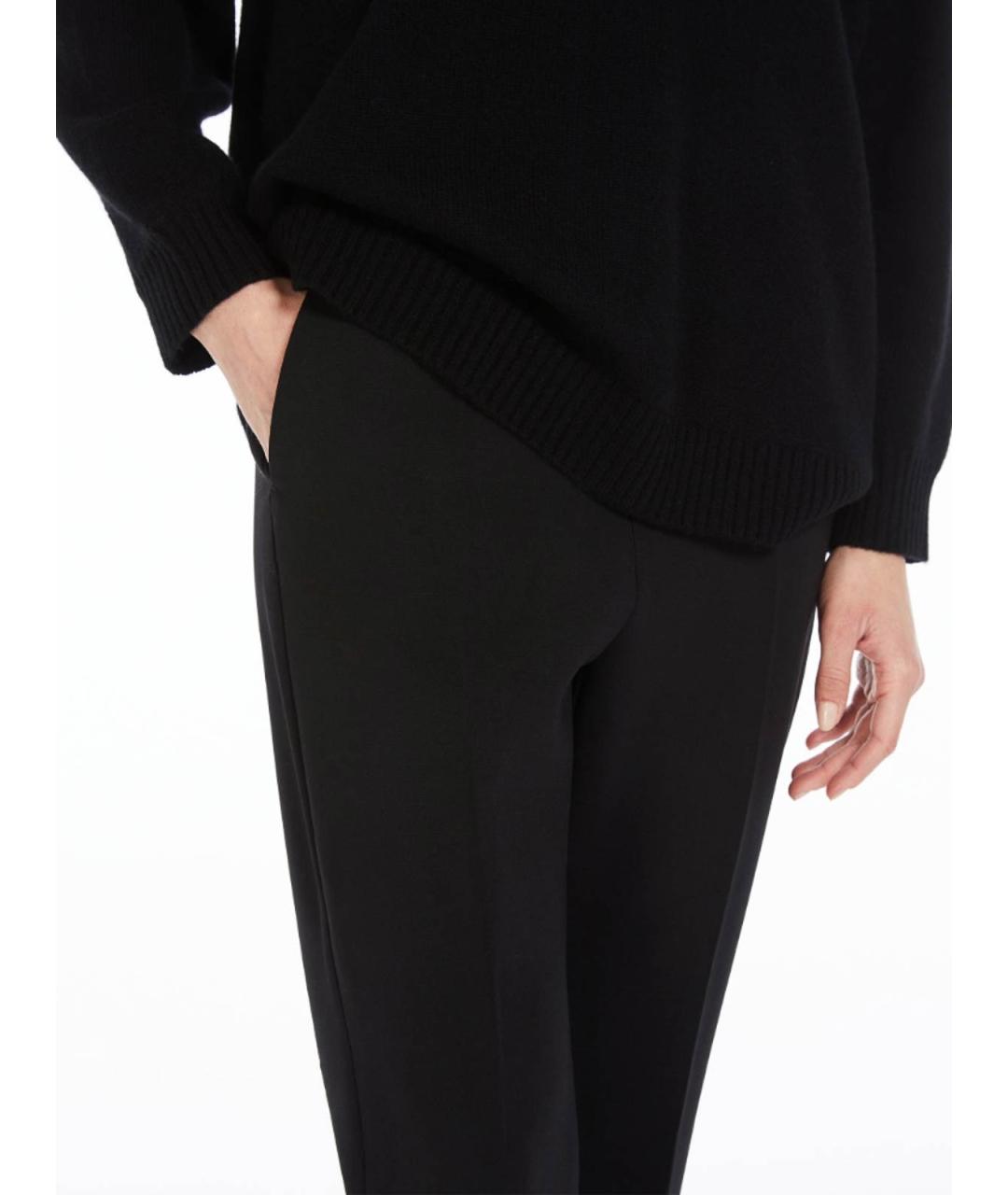 MAX MARA Черные шерстяные прямые брюки, фото 5