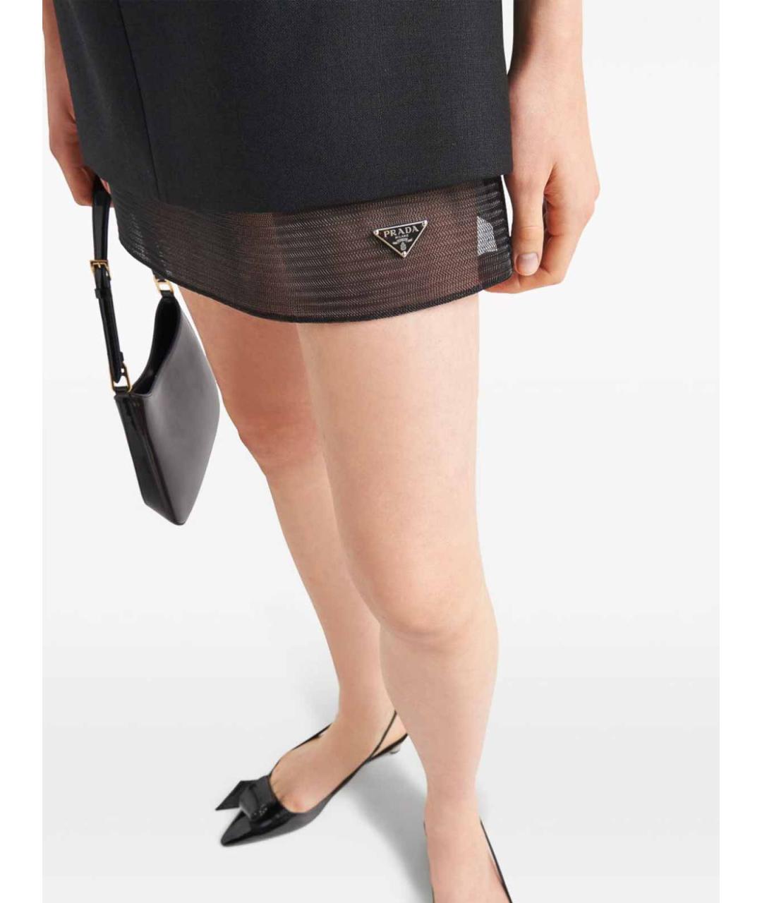 PRADA Черное шерстяное повседневное платье, фото 4