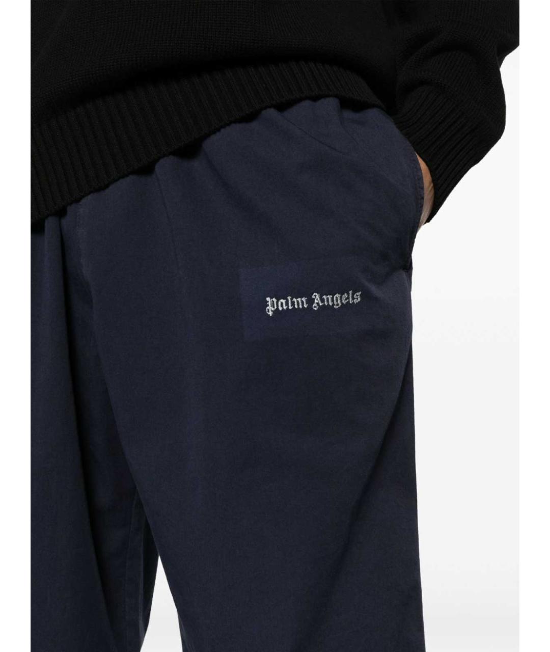 PALM ANGELS Синие хлопковые повседневные брюки, фото 4