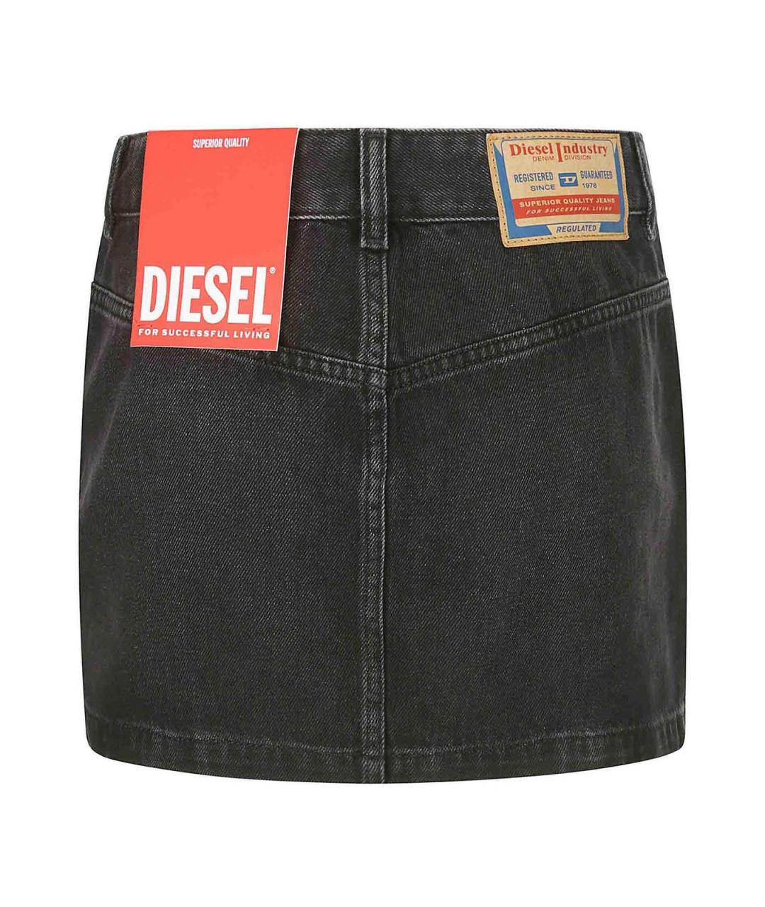 DIESEL Темно-синяя хлопковая юбка мини, фото 2