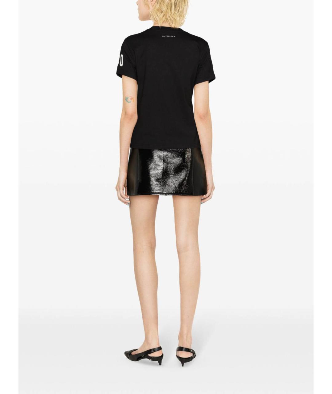 COURREGES Черная хлопковая футболка, фото 3