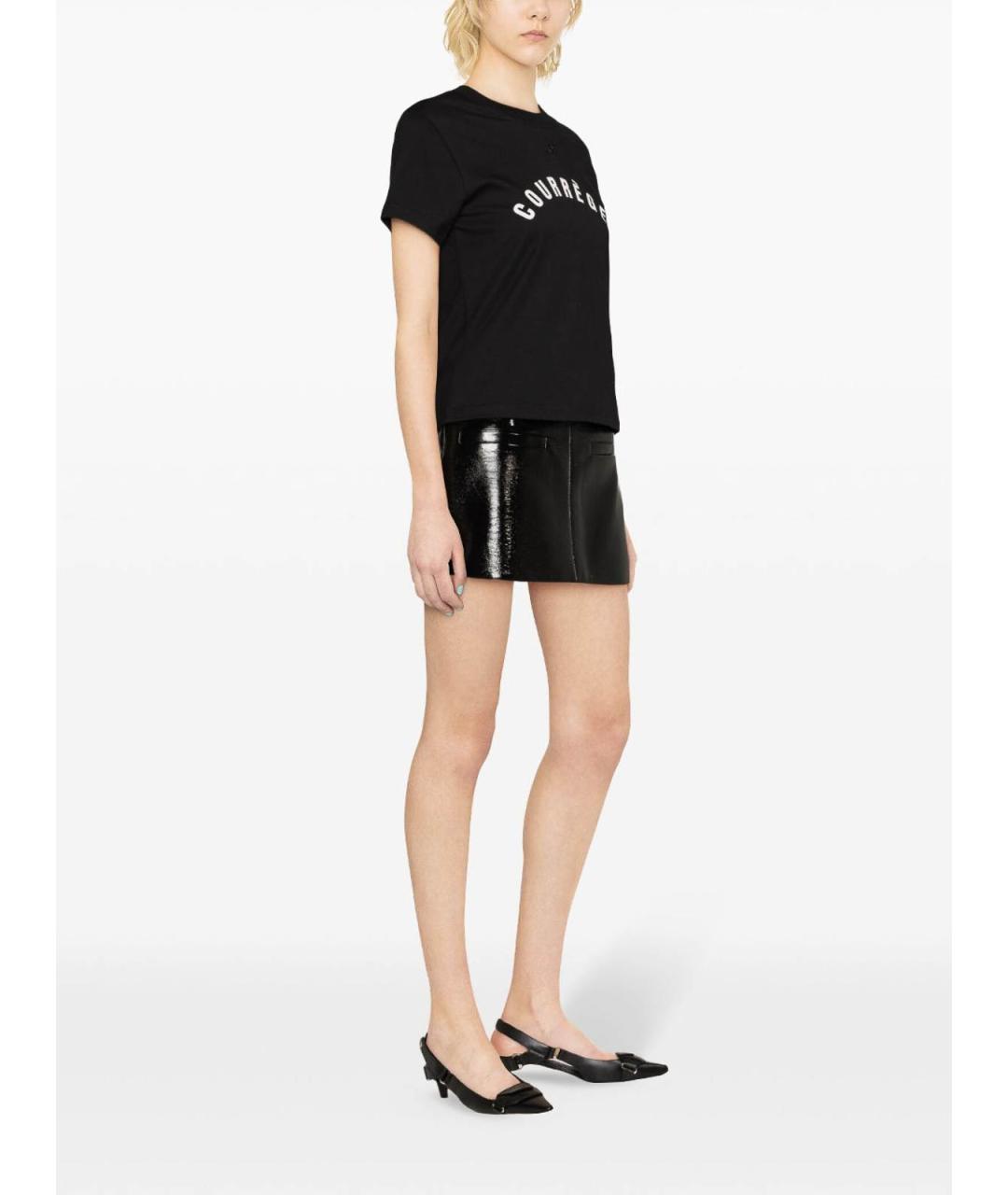 COURREGES Черная хлопковая футболка, фото 4