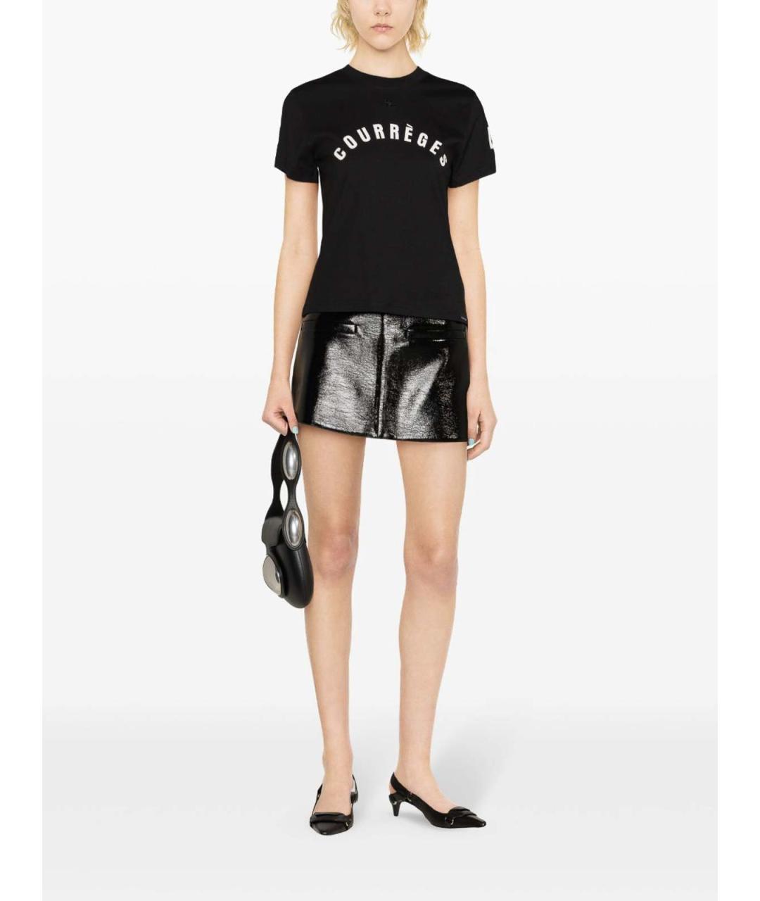 COURREGES Черная хлопковая футболка, фото 2