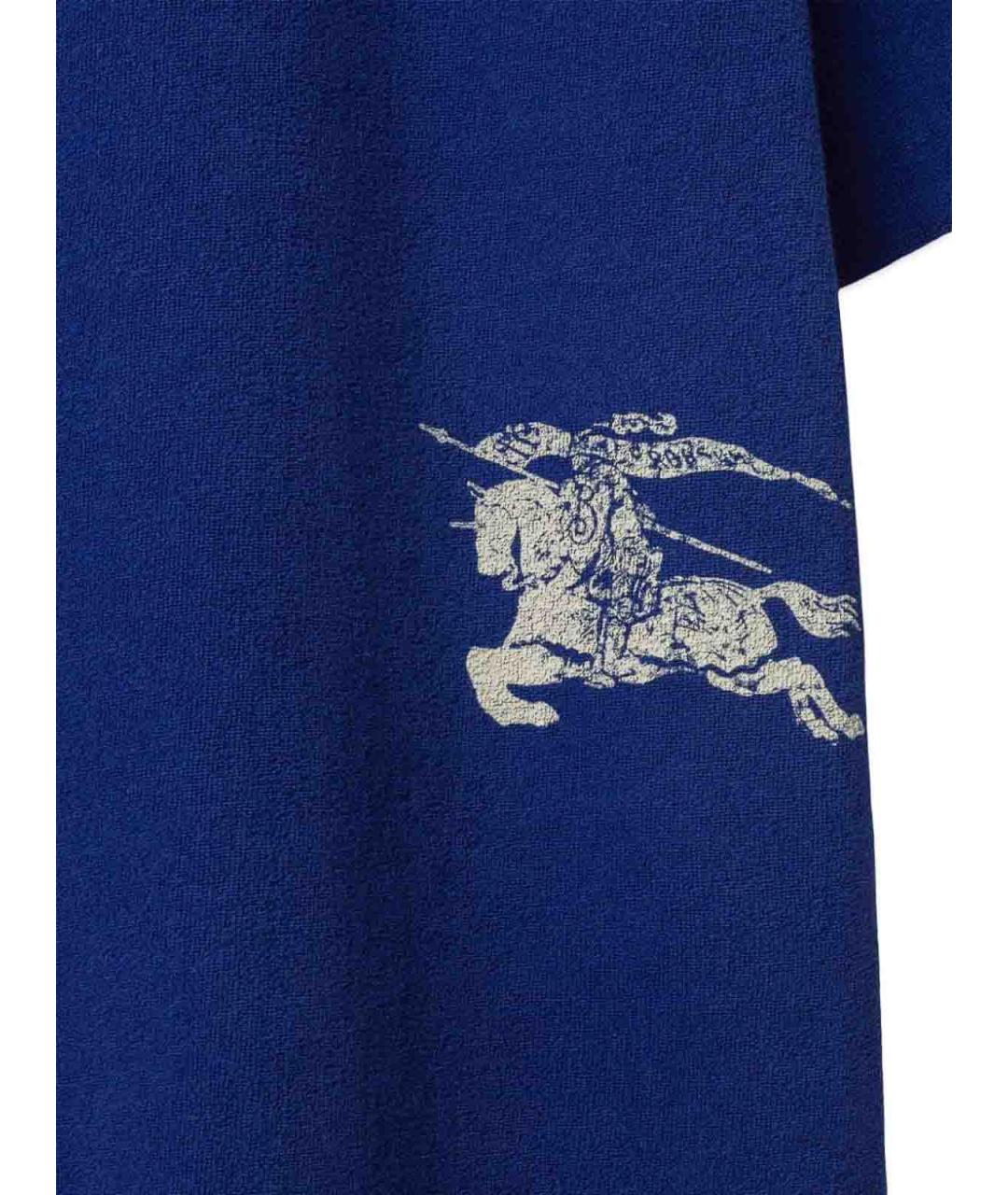 BURBERRY Синяя хлопковая футболка, фото 3