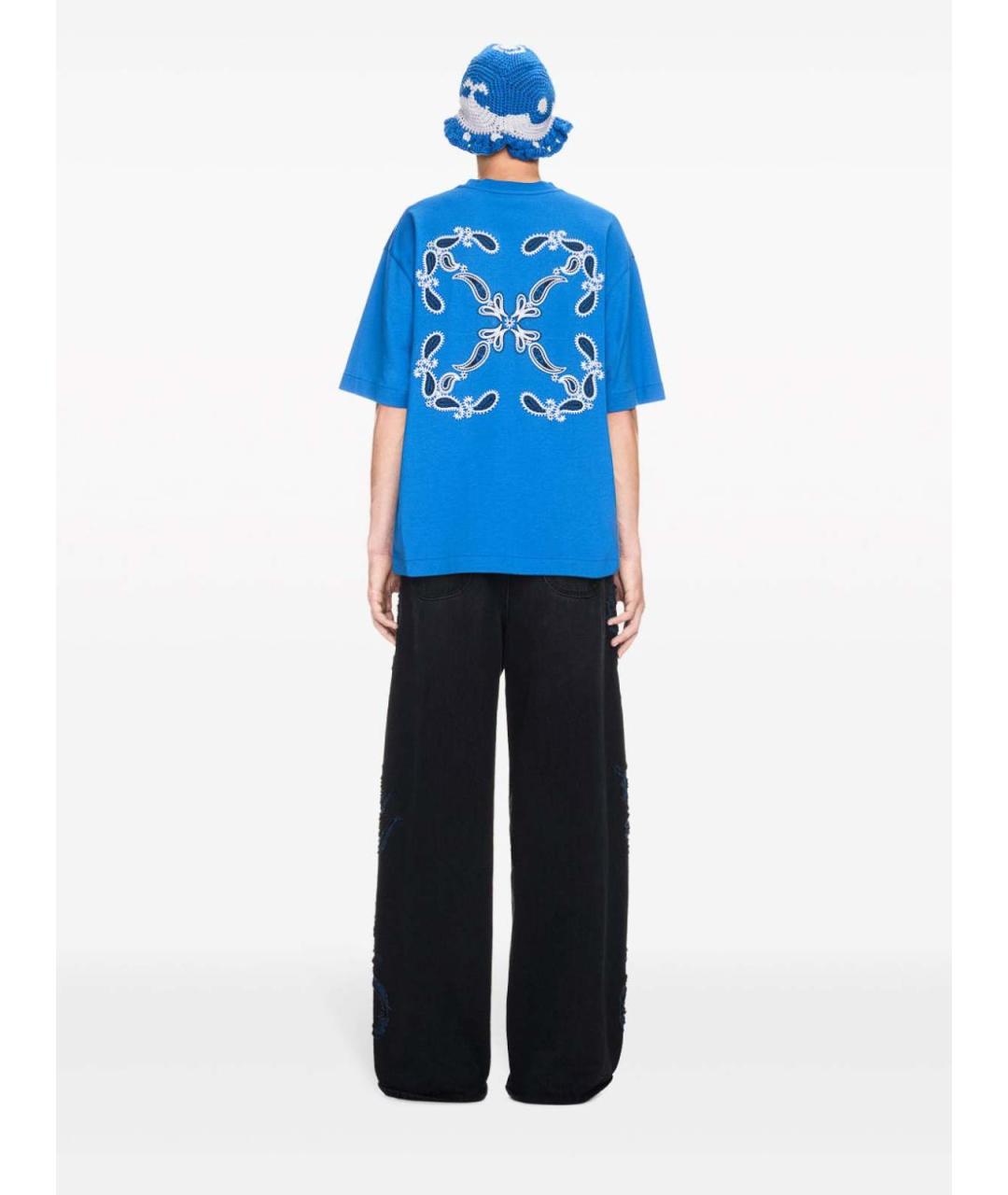 OFF-WHITE Синяя хлопковая футболка, фото 3