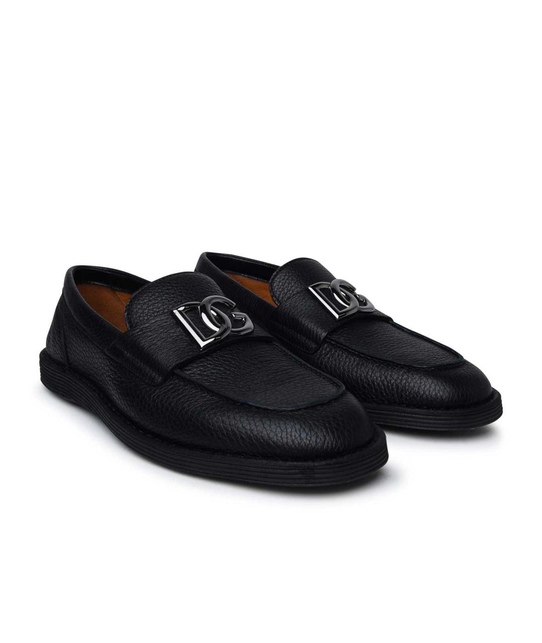 DOLCE&GABBANA Черные кожаные лоферы, фото 2