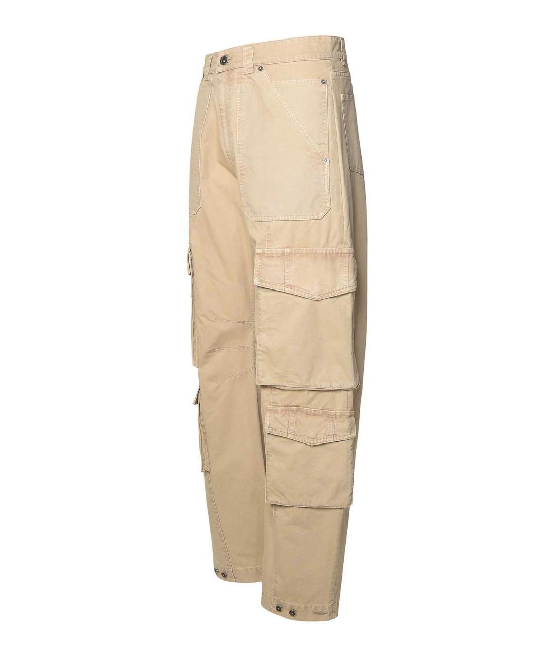 GOLDEN GOOSE Бежевые хлопковые повседневные брюки, фото 3